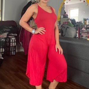 SAINTS 21 Red Flowy Wide Leg Romper/Jumpsuit, Size Large